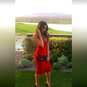 Beautiful hot red Herve like bandage dress